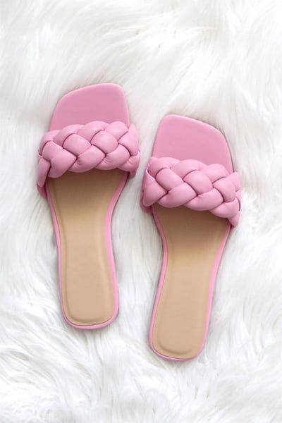Braided Woven Sandals Slides-Pink | Fashion Junkee