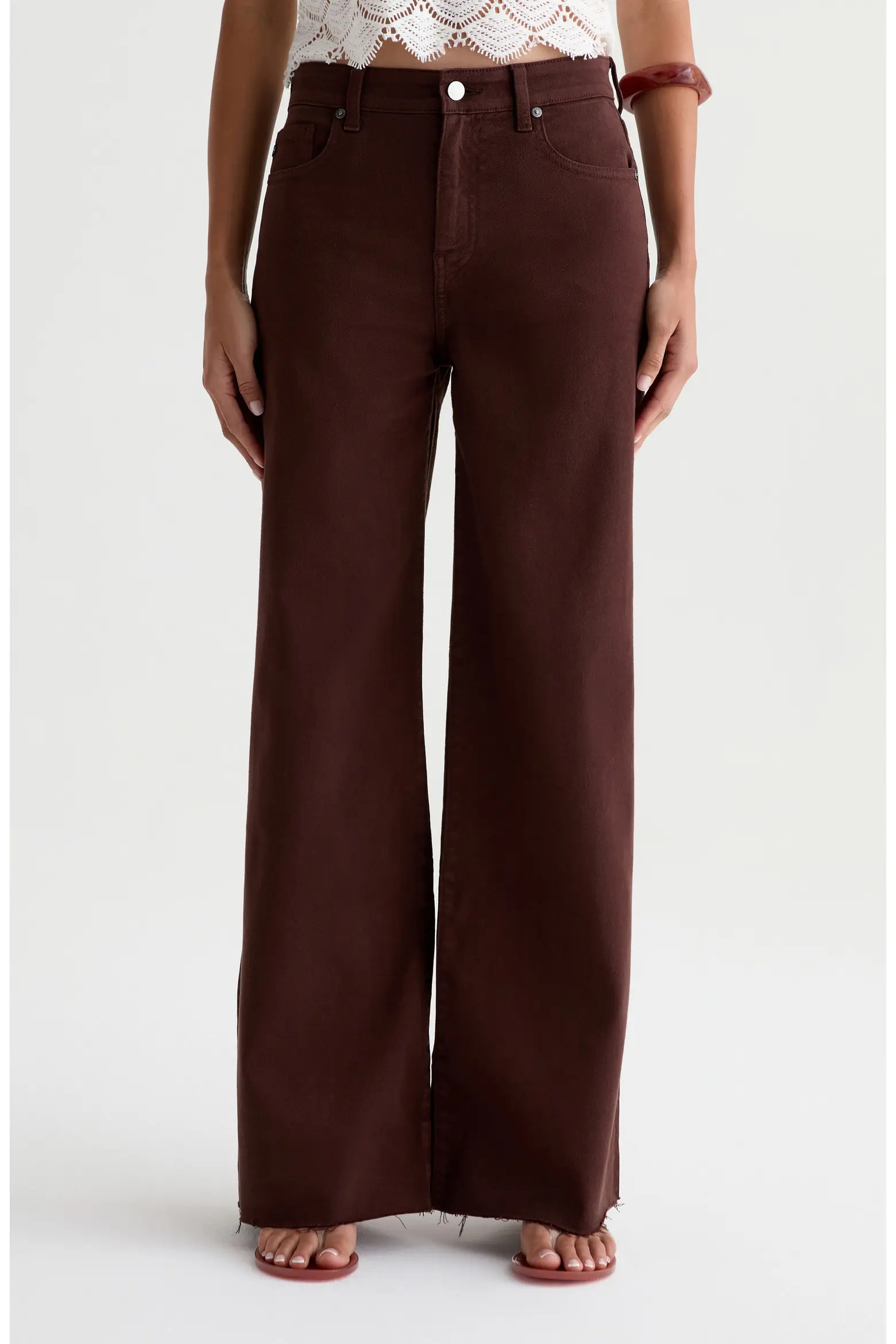 Saige High Waist Raw Hem Wide Leg Jeans (Women) | Nordstrom | Nordstrom