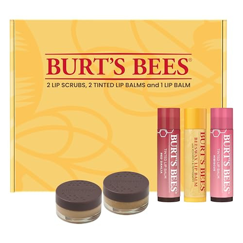 Burt's Bees Lip Care & Color Gifts Kit - Original Beeswax Moisturizing Lip Balm, Hibiscus & Red Dahlia Tinted Stain + Balm Duos, Conditioning Scrub & Overnight Sleeping Mask Exfoliator | Amazon (US)