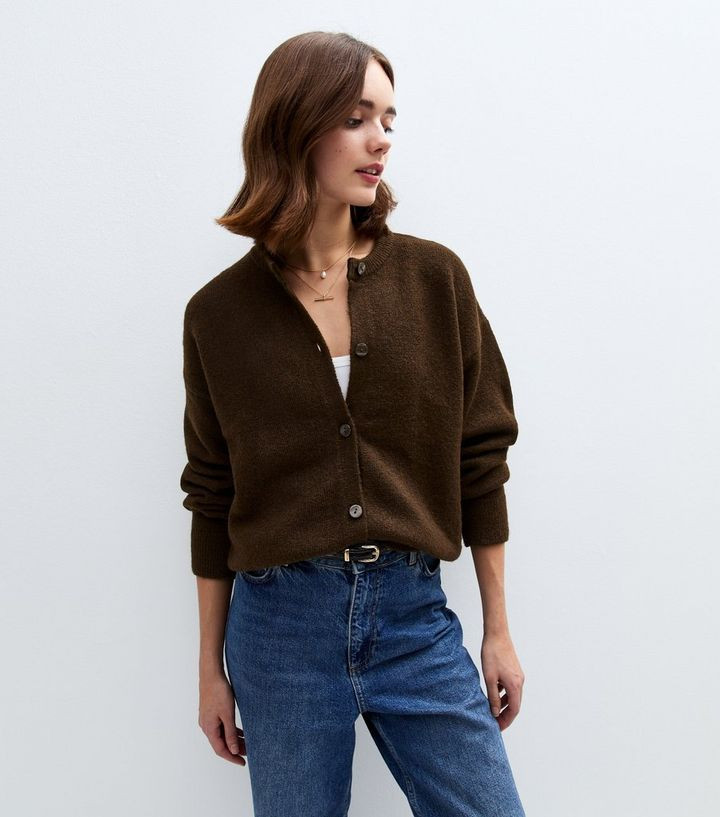 Dark Brown Crew Neck Cardigan
						
						Add to Saved Items
						Remove from Saved Items | New Look (UK)