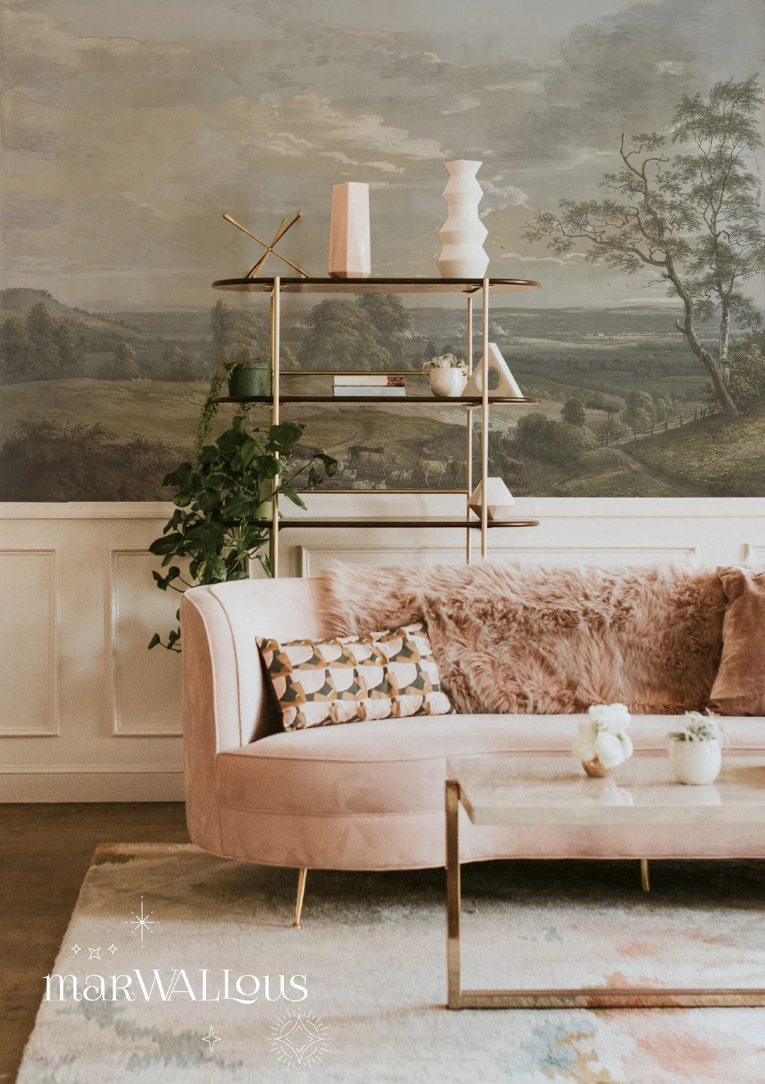 Scenic Painting Wallpaper Vintage Landscape Watercolor - Etsy | Etsy (US)