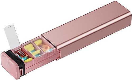 7 Day Weekly Metal Pill Organizer for Travel, Kursoaya Premium Aluminum Daily Pill Box, Cute Port... | Amazon (US)