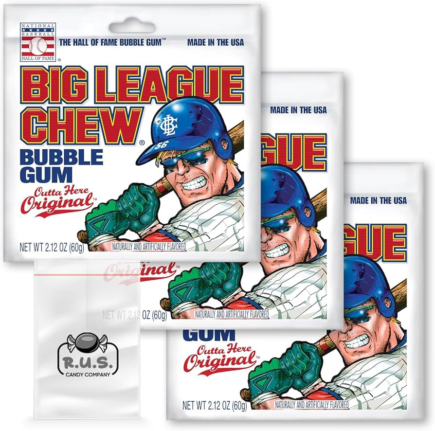Big League Chew- Outta Here OriginalFlavored Shredded Bubble Gum- 3 Pack- 2.12oz each plus RUS Ca... | Amazon (US)