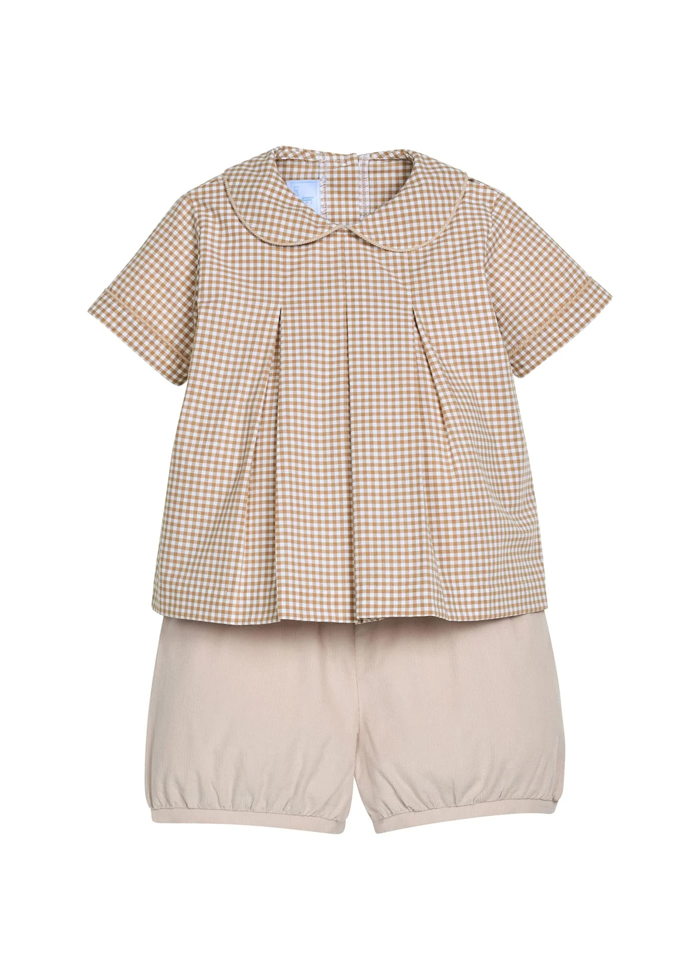 Khaki Gingham Carson Short Set - Toddler Boys Set for Fall | Little English