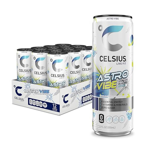 CELSIUS ASTRO VIBE Sparkling Blue Razz, Sugar Free Energy Drink, 12 Fl Oz (Pack of 12) | Amazon (US)