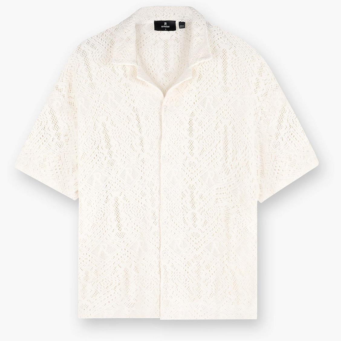 Represent Men's Rep All Over Crochet Cotton Short Sleeve Shirt | Flannels | Flannels UK