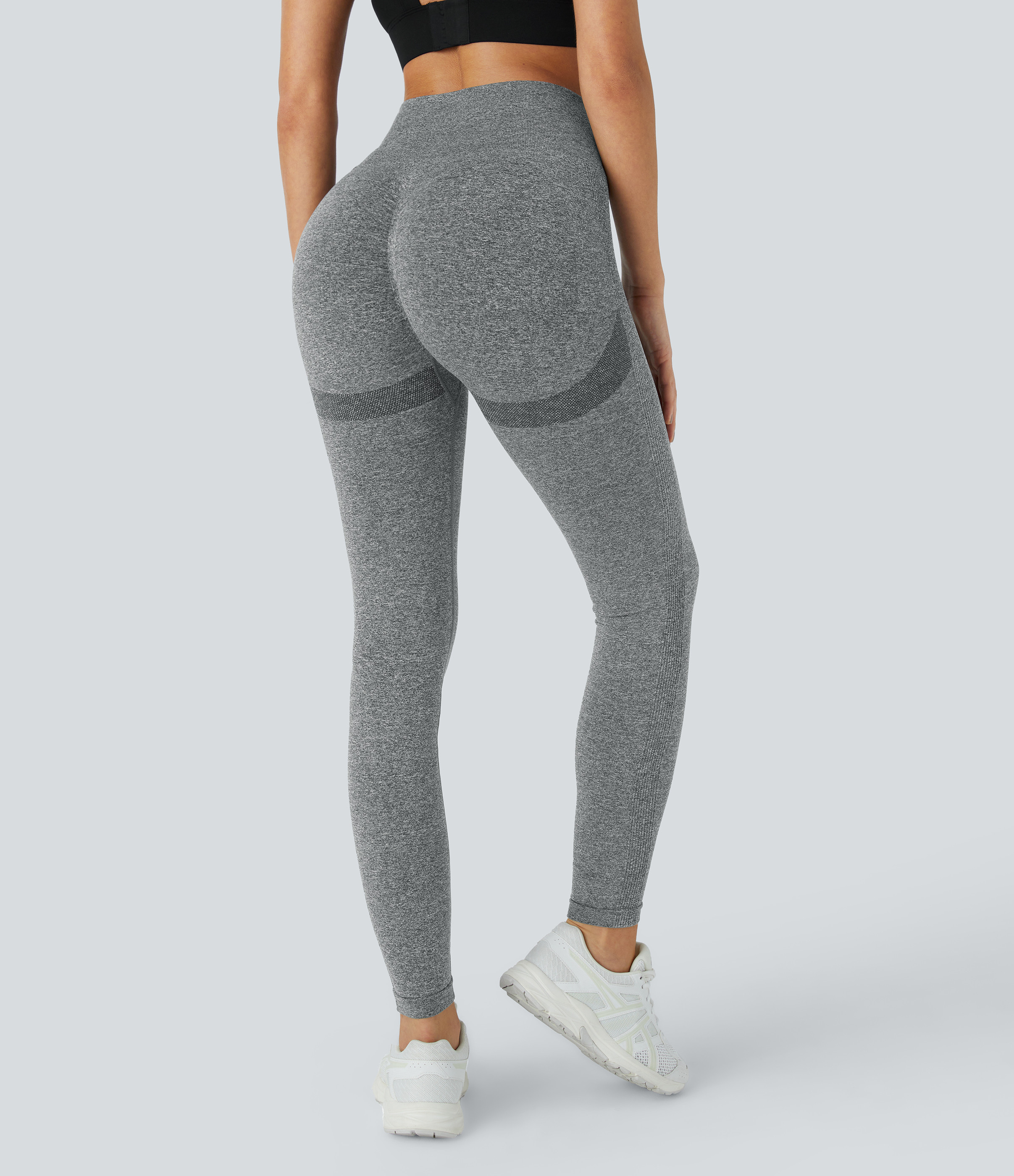 Halara Seamless Flow High Waisted Booty Scrunch Leggings - Ash Grey - L(7/8) gym leggings leggings with pockets leggings with butt lift | HALARA