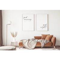 Good Morning Night Wall Decor, Over The Bed Sign, Bedroom Home Above Signs, Couple Art, Modern Minimalist Art | Etsy (US)