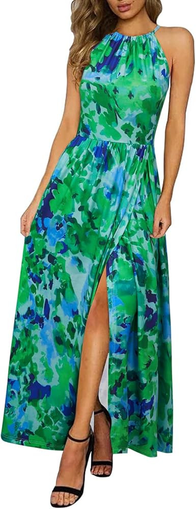 KILIG Women's Summer Floral Beach Flowy Split Maxi Long Dresses | Amazon (US)