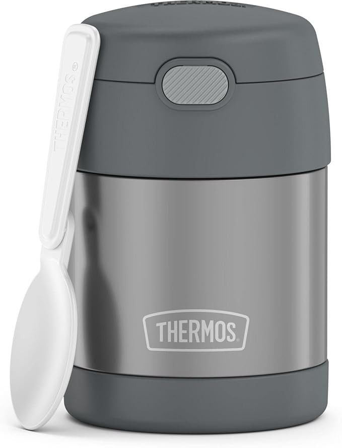 THERMOS FUNTAINER Insulated Food Jar, 10 Ounce, Kid Friendly Food Jar with Foldable Spoon, Gray | Amazon (US)