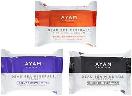 AYAM Beautycare Dead SEA Minerals + Charcoal + Caviar + Vitamin C SERUM Makeup Remover Wipes 3 Pa... | Amazon (US)