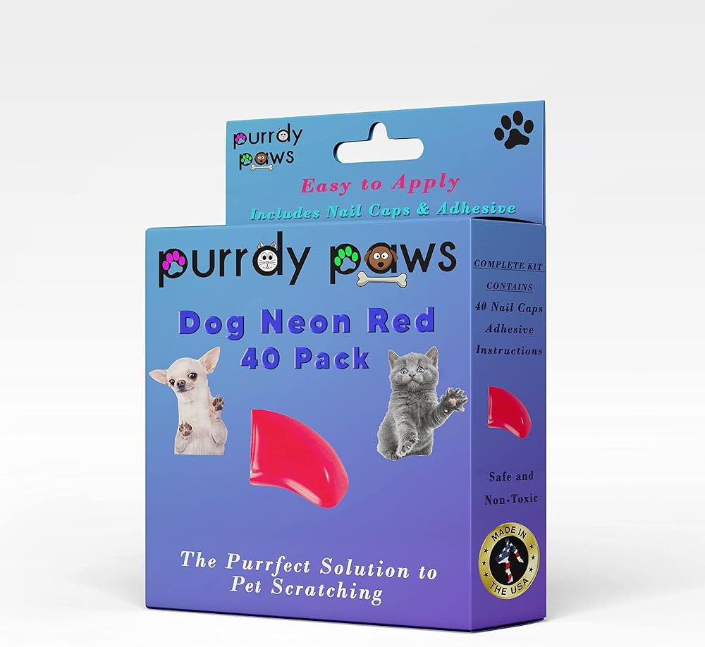 40 Pack Soft Nail Caps for Dog Claws NEON RED Medium | Amazon (US)