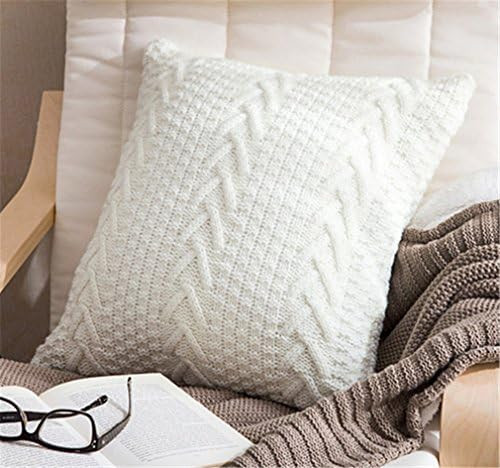 ANDUUNI Decorative Cotton Knitted Pillow Case Cushion Cover Double-Cable Warm Throw Pillow Covers... | Amazon (US)