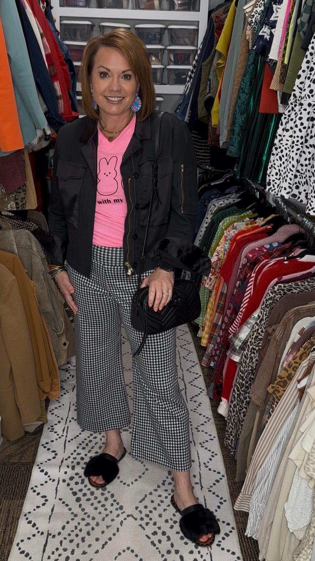 PSA: Your “comfy clothes” can still look THIS polished 👏

If you’ve been stuck in leggings but want to feel a little more put together—this is your sign to try this easy swap:

✨ Trade leggings → for flowy wide-leg pants
✨ Keep the comfort → but instantly elevate the look

I styled mine with a fun graphic tee (because I’ll never give those up 😄) and layered a lightweight black jacket for that structured, pulled-together feel.

And can we talk about these pants?!
They’re breathable, flattering, and give you that effortless chic vibe without even trying.

Outfit formula to save:
👉 Statement tee + printed pants + neutral layer + comfy slides

You’ll look styled… but feel like you’re in loungewear 🙌

Tap to shop everything linked!

⸻

comfy outfit ideas, casual outfit inspiration women, wide leg crop pants outfit, gingham print pants, graphic tee styling ideas, effortless style women, casual spring outfits, comfortable work outfit women, mom outfit ideas casual, flattering pants for women over 40, over 50 fashion inspo, everyday chic outfits, easy outfit formula women, relaxed fit outfit, black layer outfit, casual polished look, wearable fashion trends, simple outfit ideas, how to style wide leg pants, comfortable fashion finds


#LTKOver40 #LTKMidsize #LTKSeasonal