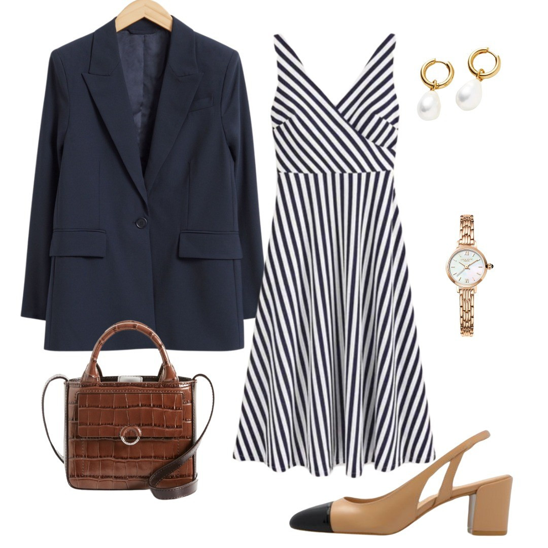 Navy blazer, spring dress, midi dress, slingbacks, blazer styling, spring wardrobe, office look

#LTKSeasonal #LTKfindsunder100 #LTKworkwear