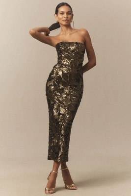 Helsi Leslie Strapless Stretch Sequin Midi Dress | Anthropologie (US)