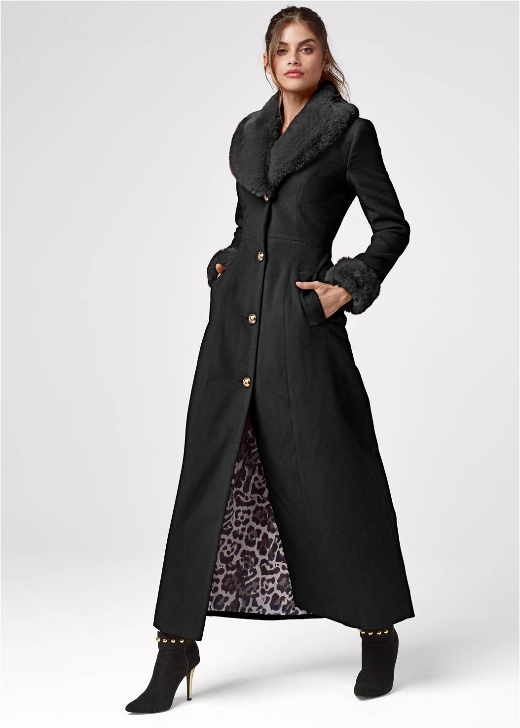 Faux Wool A-Line Glam Coat | VENUS