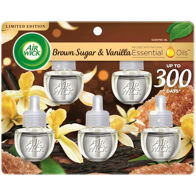 Air Wick Scented Oil Air Freshener Refill - Brown Sugar &#38; Vanilla - 3.35 fl oz/5ct | Target