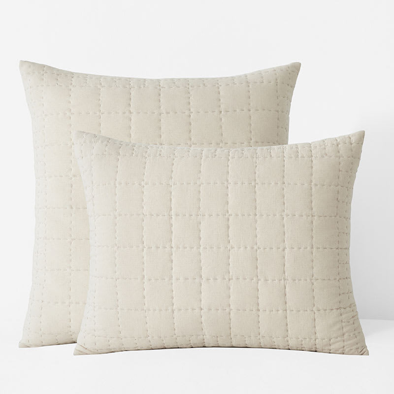 Box Stitch Quilted Sham - Linen, Standard | The Company Store