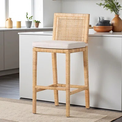 Malina Bar Stool in Bohemian Natural Rattan | Wayfair North America