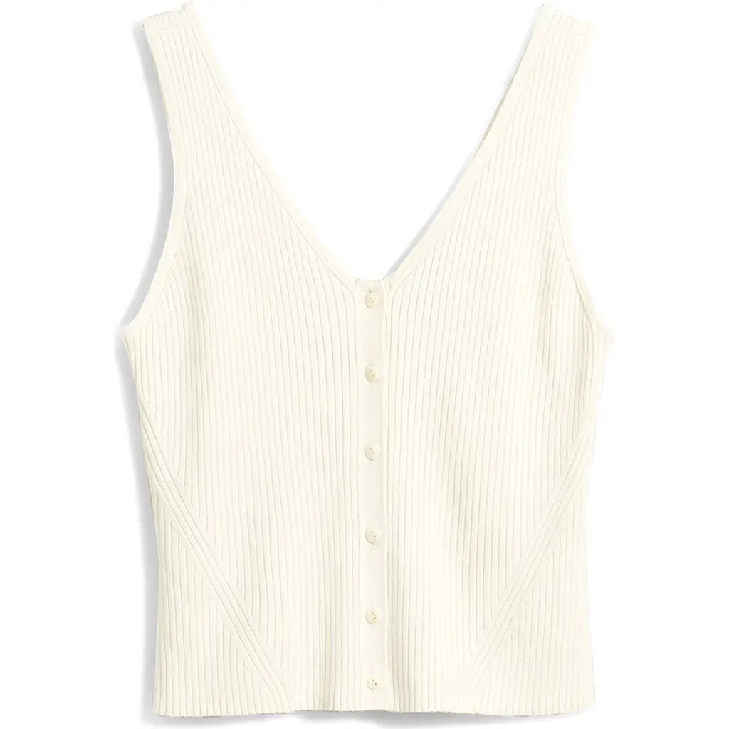 Madewell The Signature Knit Button Front Sweater Tank in Bright Ivory at Nordstrom, Size X-Small | Nordstrom