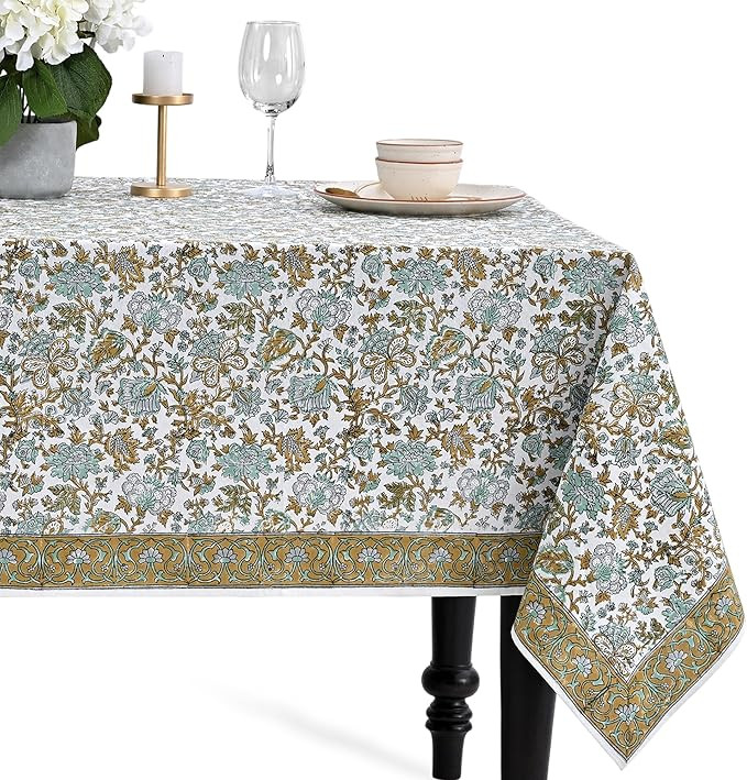 CPC Tablecloth 100% Cotton 60x60 Inch Indian Block Print Square Table Cover, Table Cloth for Wedd... | Amazon (US)