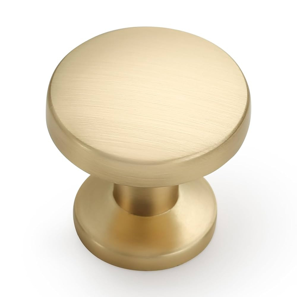 Amerdeco 10 Pack Brushed Brass Cabinet Knobs Single Hole Cabinet Pulls Round Kitchen Cabinet Knob... | Amazon (US)
