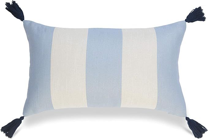 Beach Coastal Indoor Outdoor Pillow Cover ONLY, Water Resistant for Patio Lounge Sofa, Sky Blue S... | Amazon (US)
