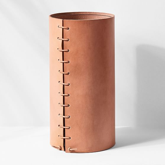 Made Solid Leather-Wrapped Vase, Medium | West Elm (US)