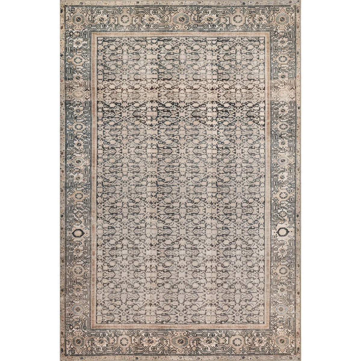 Bungalow Rose Campisi Traditional Oriental Polyester Charcoal Area Rug | Wayfair North America