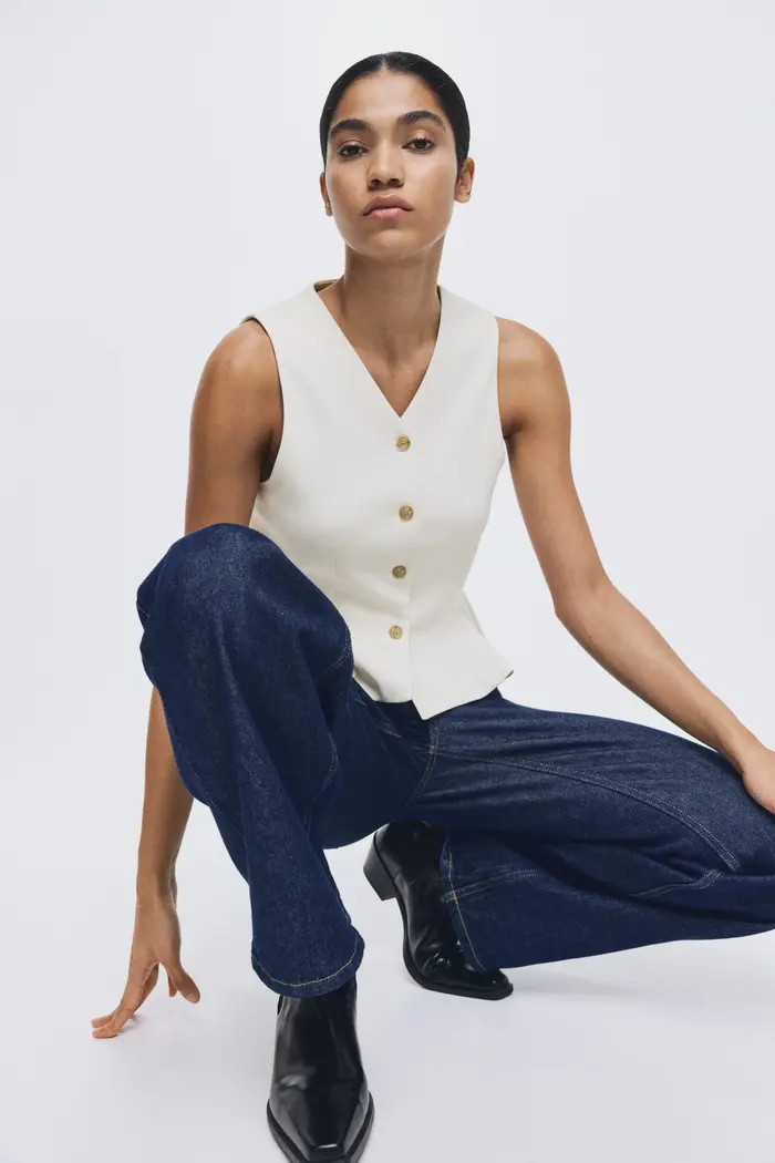H&M V-neck Peplum Waistcoat | Nordstrom | Nordstrom