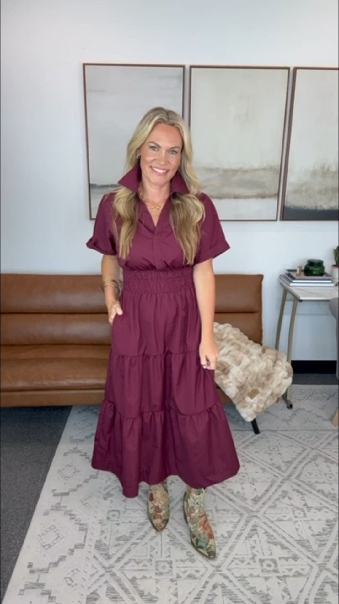 This maroon dress is made for fall occasions. I love it styled with a simple gold necklace and   hoops along with some adorable cowboy boots for a fun mix of classic and western.

maroon dress, fall dress, embellished cowboy boots, western style, fall occasion dress, gold jewelry, fall event outfit, western boots, dinner outfit, fall fashion, AudrieDollins

#LTKootd #LTKSeasonal #LTKOver40

#LTKootd #LTKSeasonal #LTKOver40