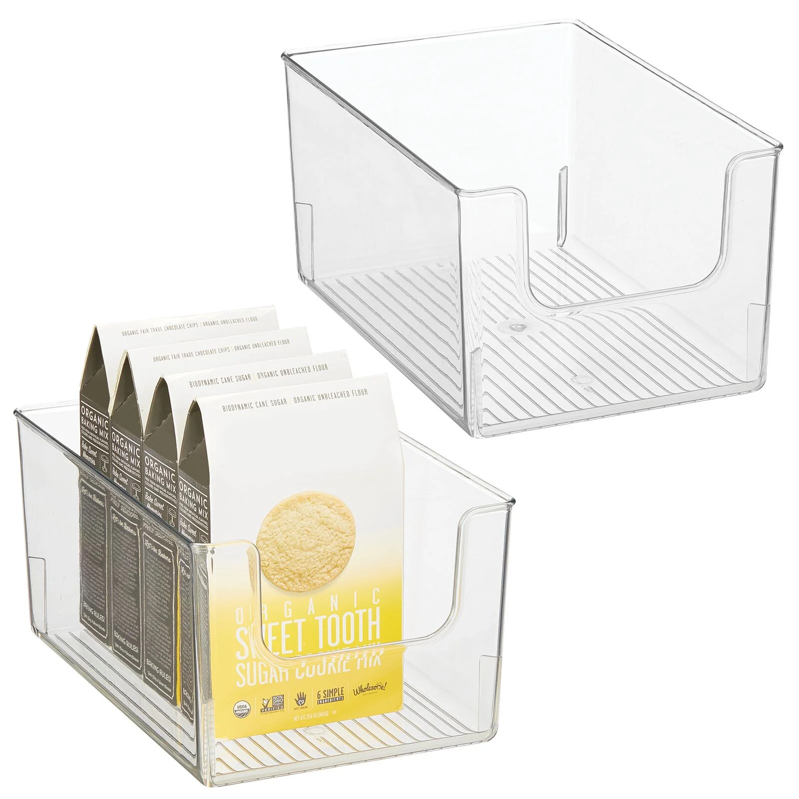 mDesign Kitchen Plastic Storage Organizer Bin with Open Front - 2 Pack - Clear | Walmart (US)