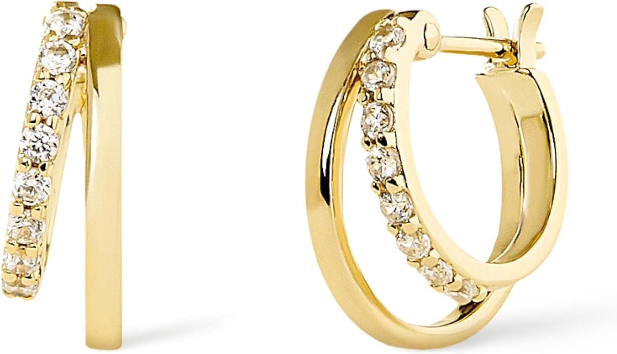 Ana Luisa 14K Gold Double Hoop Earrings - Toda | Stylish, Comfortable & Secure 14K Gold Plated Ho... | Amazon (US)