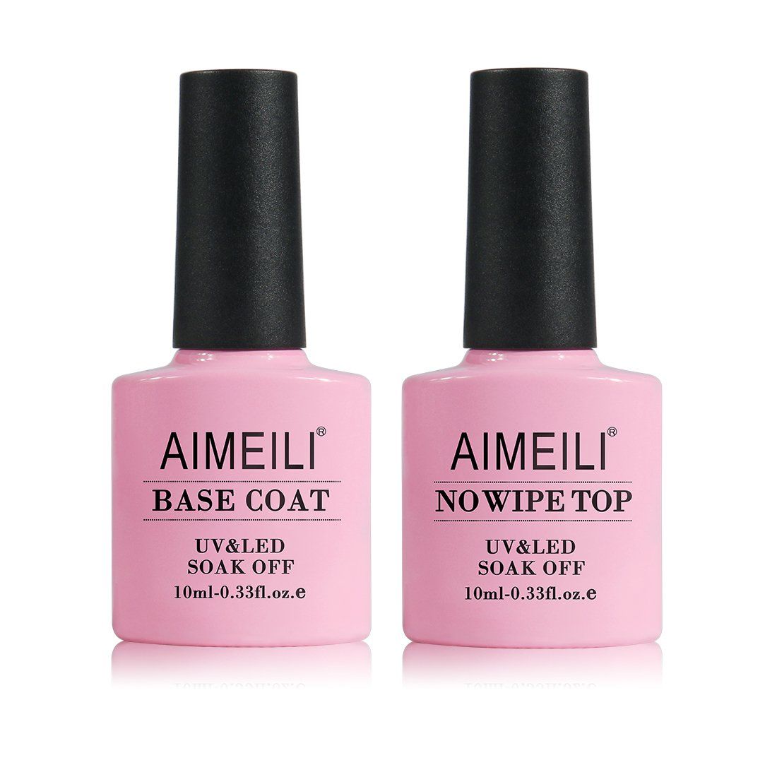 AIMEILI Gel Nail Polish No Wipe Top and Base Coat Set, Shine Finish and Long Lasting, Soak Off Gel N | Amazon (US)