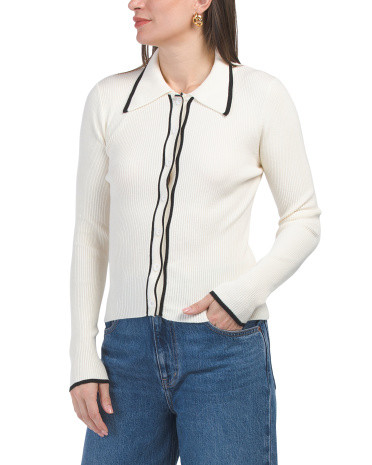 Long Sleeve Contrast Tip Top for Women | Viscose | Marshalls