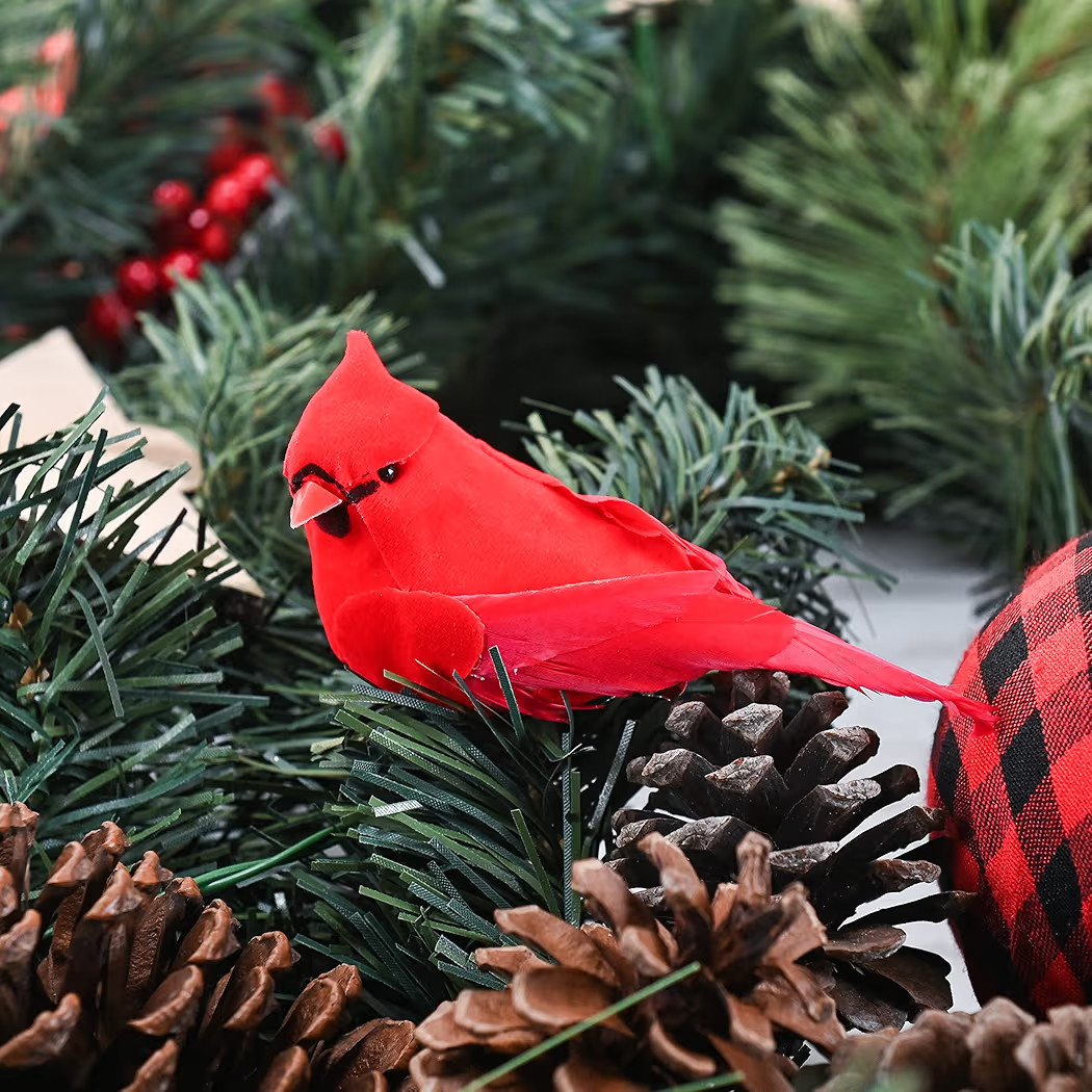 3.5" Cardinal Christmas Ornaments - 12-Pack Assorted Clip-On Artificial Birds for Decoration With... | Amazon (US)