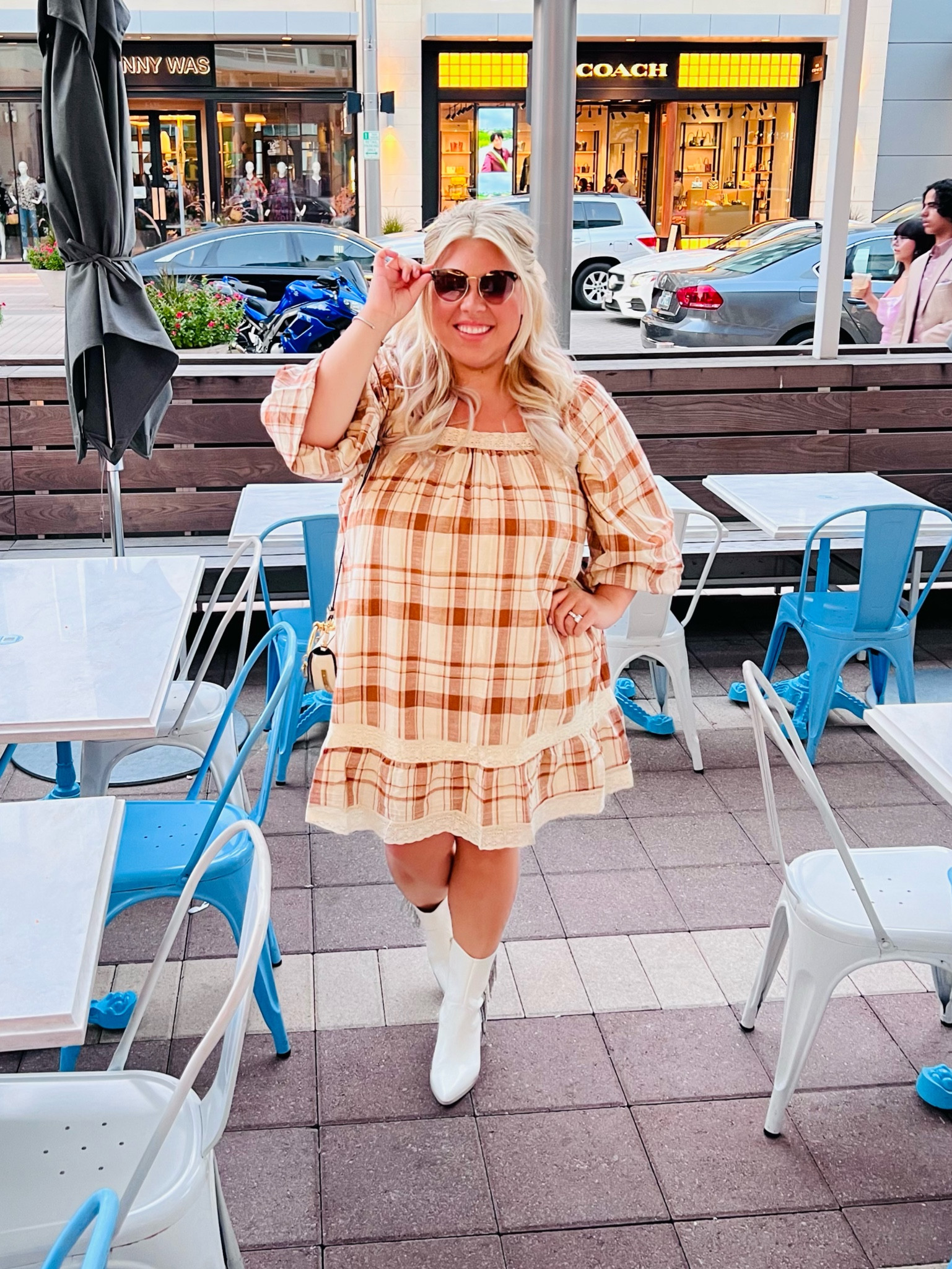 Dinner OOTD and I’m LOVING this plaid mini dress. It’s so cute and comfy! Wearing a 2x. 
Ps- my boots are on major sale and so cute! 

#LTKsalealert #LTKfindsunder50 #LTKstyletip