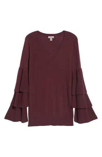 Women's Chelsea28 Tiered Sleeve Sweater, Size XX-Small - Burgundy | Nordstrom