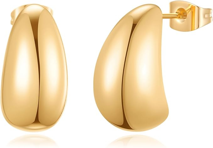 Gold Earrings for Women Girls,14K Gold Plated Lightweight Gold Hoop Earrings Hypoallergenic Earri... | Amazon (US)