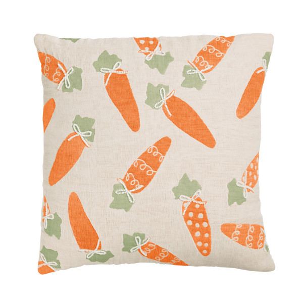Carrot Jacquard Easter Pillow | Mud Pie