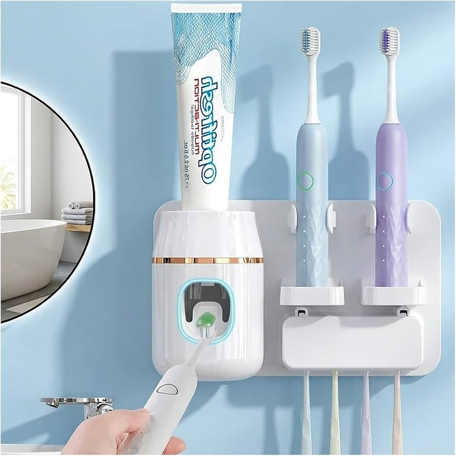 TuCao Wall Mounted Toothbrush Holder with Automatic Toothpaste Dispenser, No Drill Bathroom Organ... | Amazon (US)