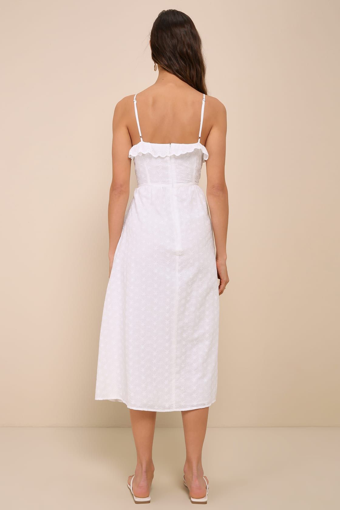 Lovely Weather White Embroidered Bustier Midi Dress with Pockets | Lulus