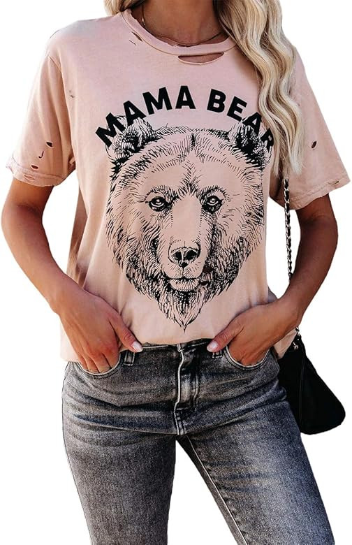 INFITTY Womens Basic Graphic Tees Casual Summer Short Sleeve Shirt Blouse Lip Leopard Print Tops ... | Amazon (US)