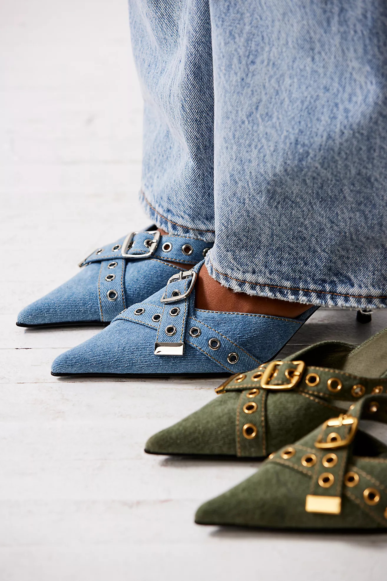 Nimes Denim Buckle Heels | Free People (Global - UK&FR Excluded)