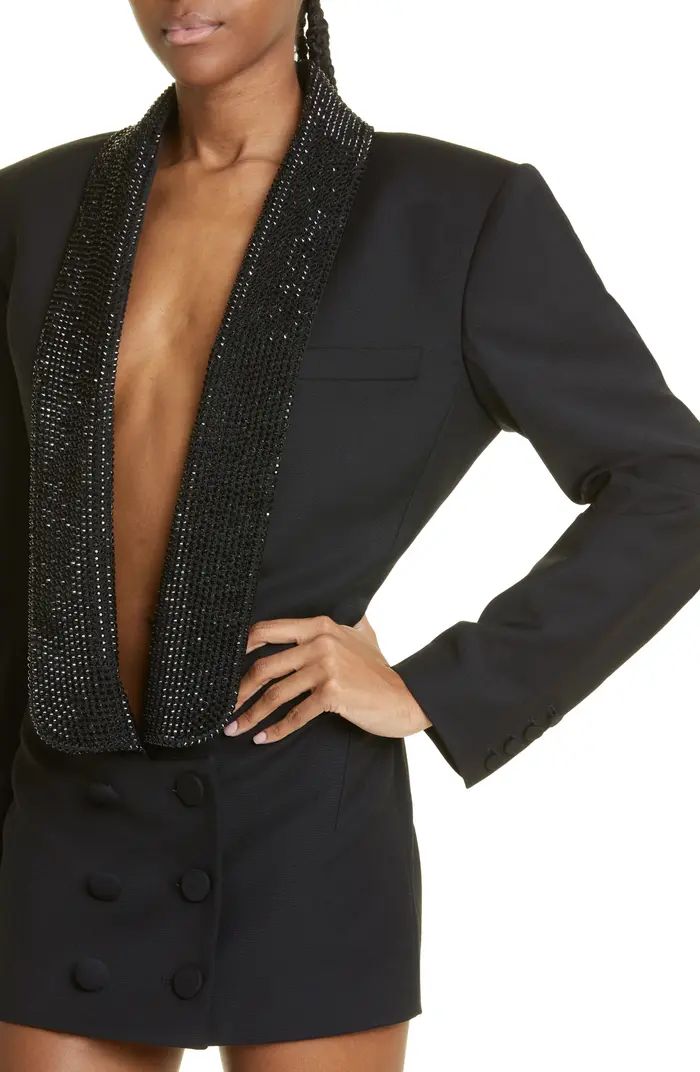 Crystal Embellished Stretch Wool Tuxedo Minidress | Nordstrom