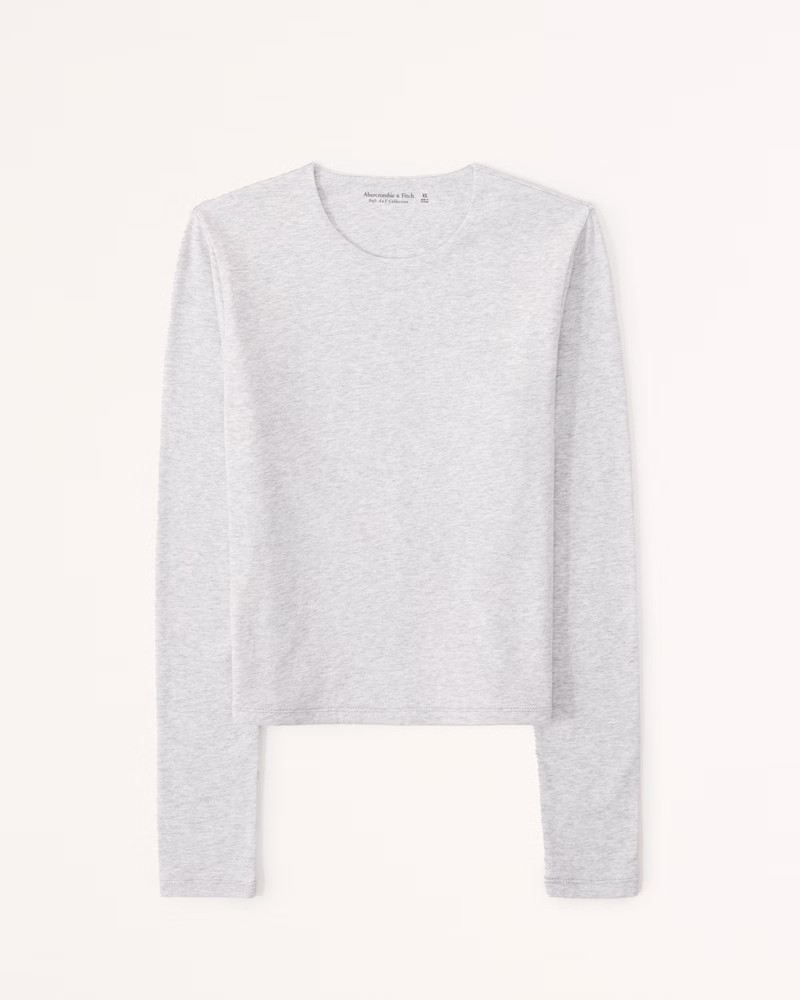 Women's Long-Sleeve Cotton Seamless Fabric Crew Top | Women's Tops | Abercrombie.com | Abercrombie & Fitch (US)