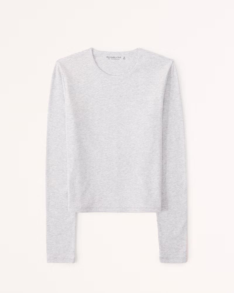 Long-Sleeve Cotton Seamless Fabric Crew Top | Abercrombie & Fitch (US)