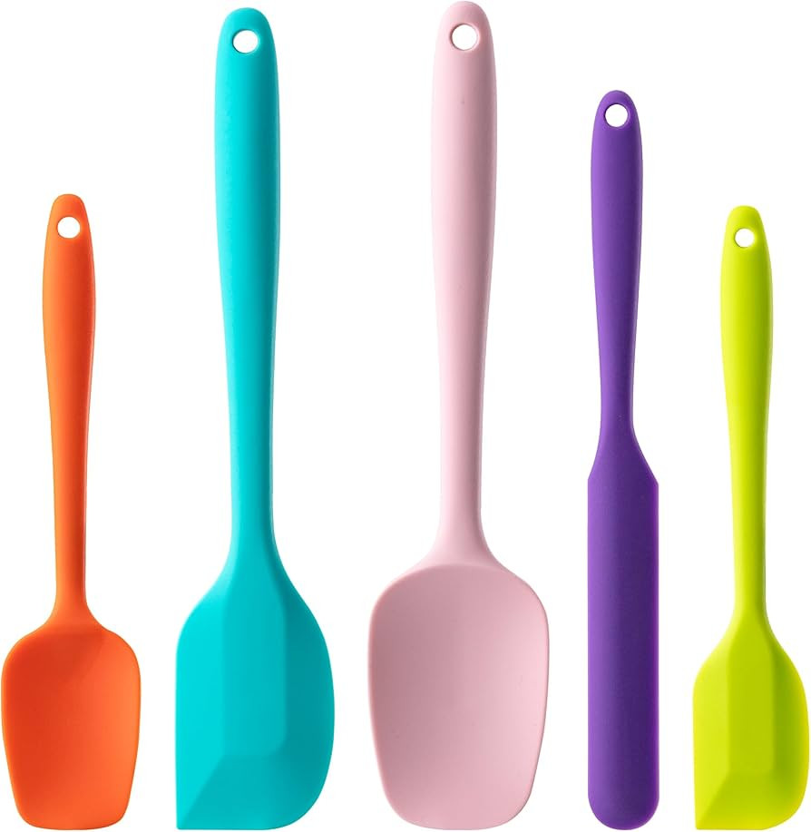 Silicone Spatula Set, 5 Piece Food Grade Rubber Spatulas for Baking, Cooking, and Mixing High Hea... | Amazon (US)
