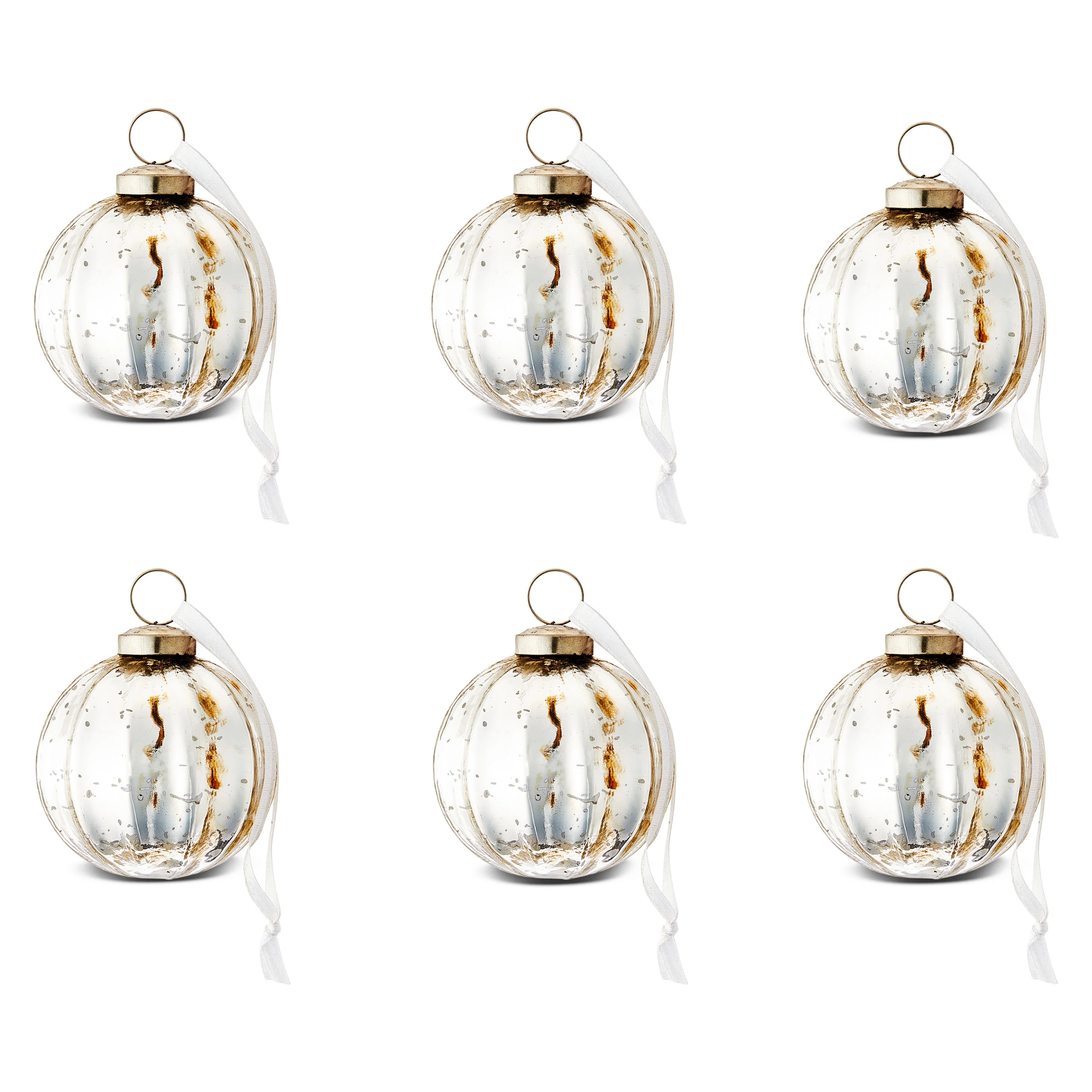 6 Count Silver Glass Ball Christmas Ornaments, 3", by Holiday Time | Walmart (US)
